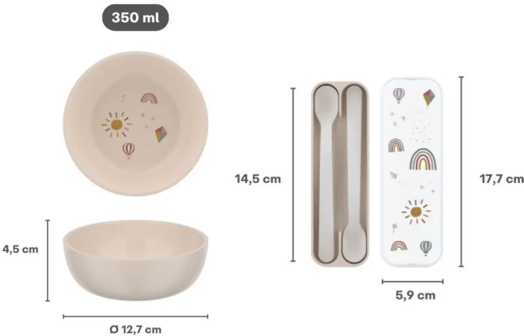 Mepal Babyset Mio 300ml - Kinderschaaltje met Lepels - 3 Stuks