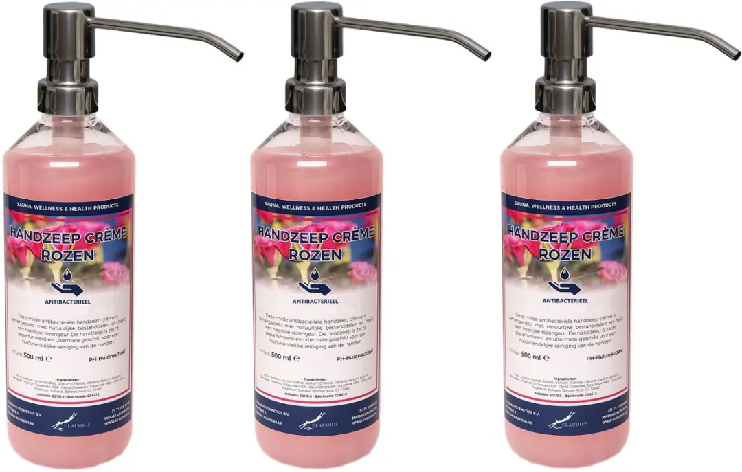 Splashbox Cosmetics Handzeep Crème Rozen 500ml - 3 Stuks