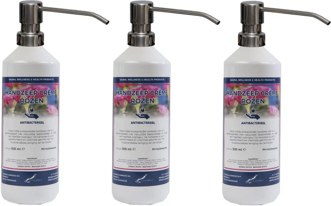 Splashbox Cosmetics Handzeep Crème Rozen 500ml - 3 Stuks
