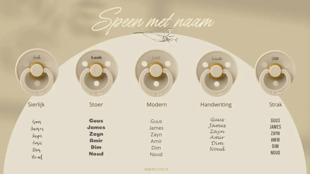 BIBS T1 Fopspeen met naam - 4 Stuks - 0-6 Maanden