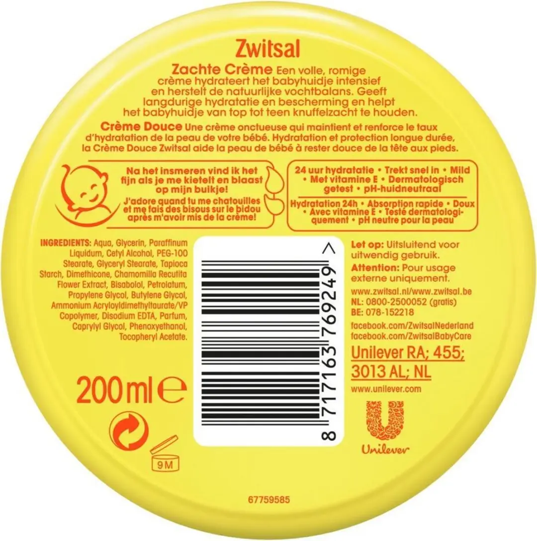 Zwitsal Zachte Crème Baby 200ml