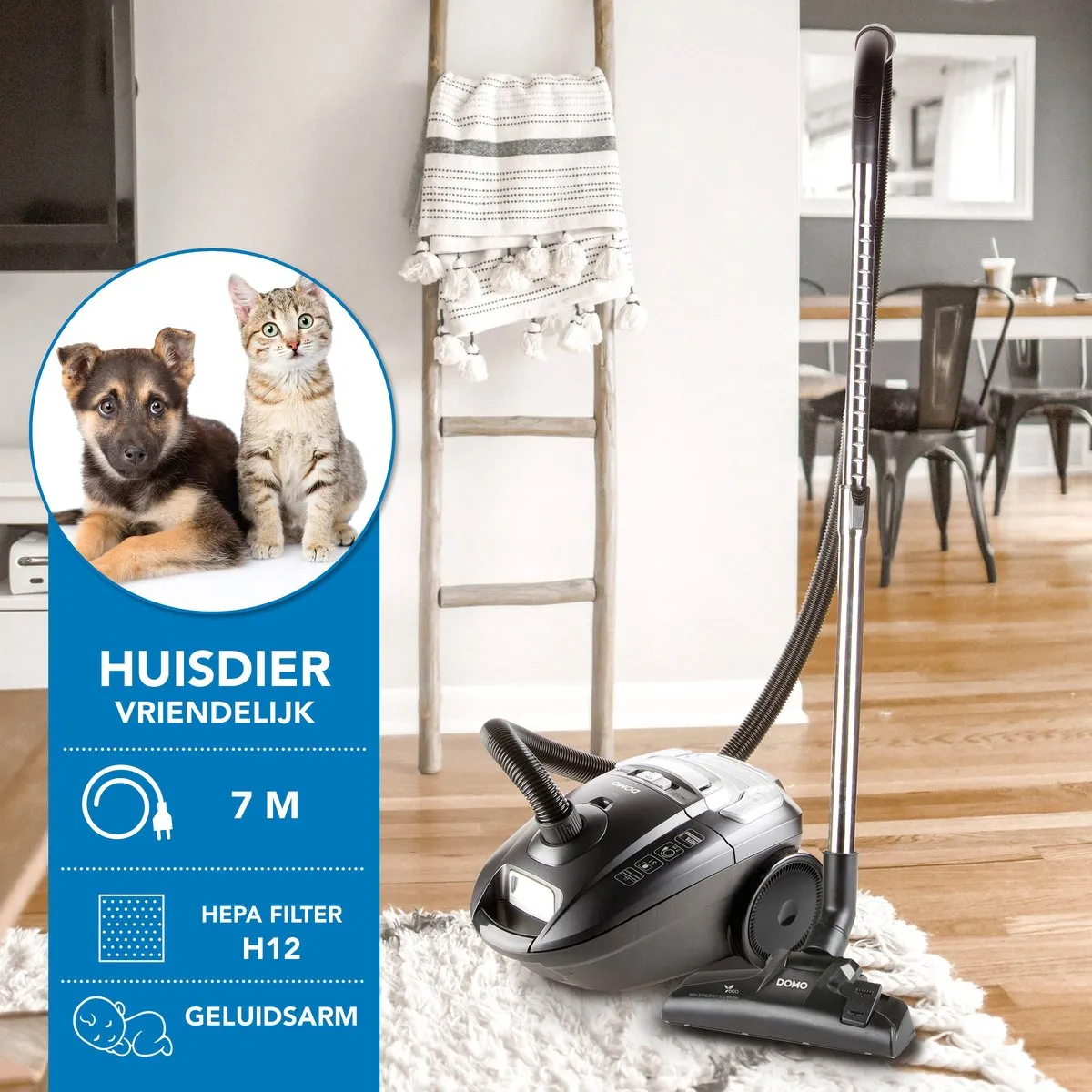 Domo DO7285S Stofzuiger met zak 700W - 3L - Grijs