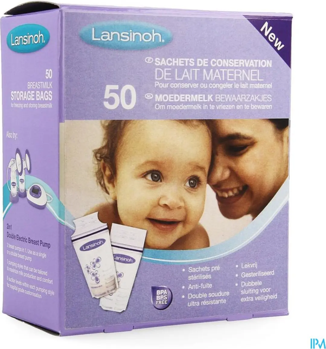 Lansinoh Moedermelk Opslagzakken 50x180ml - Transparant