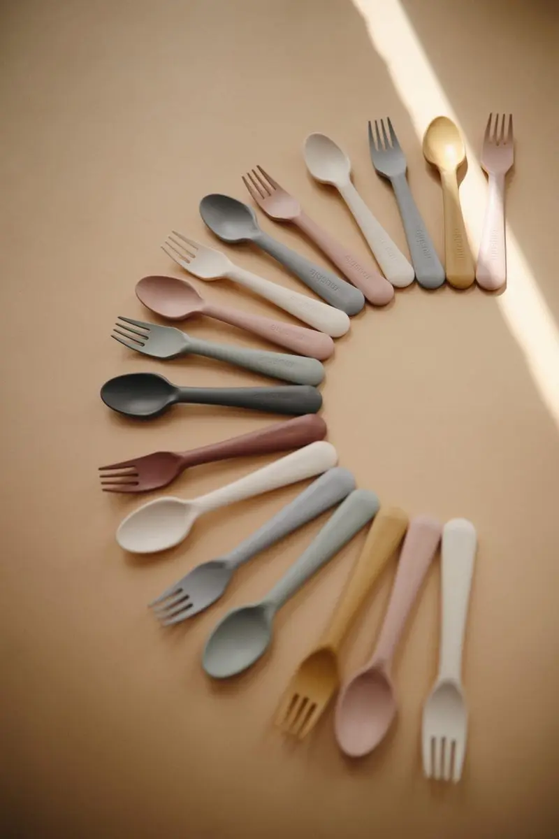 Mushie Kinderservies - Vork & Lepel - 2-delig - Ivory