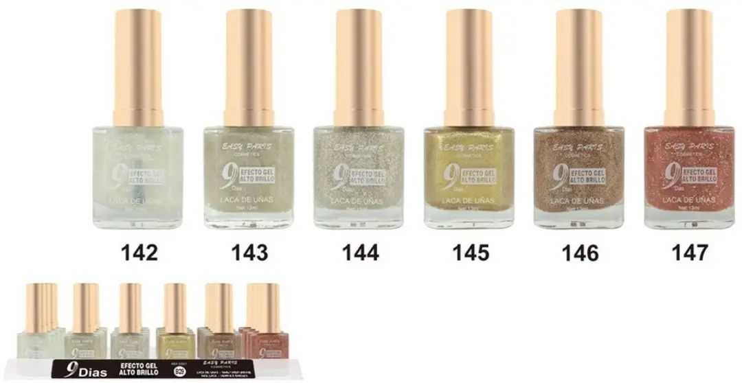 Easy Paris Glitter Nagellak Set - 6x13ml - Multi/Goud/Wit/Roz