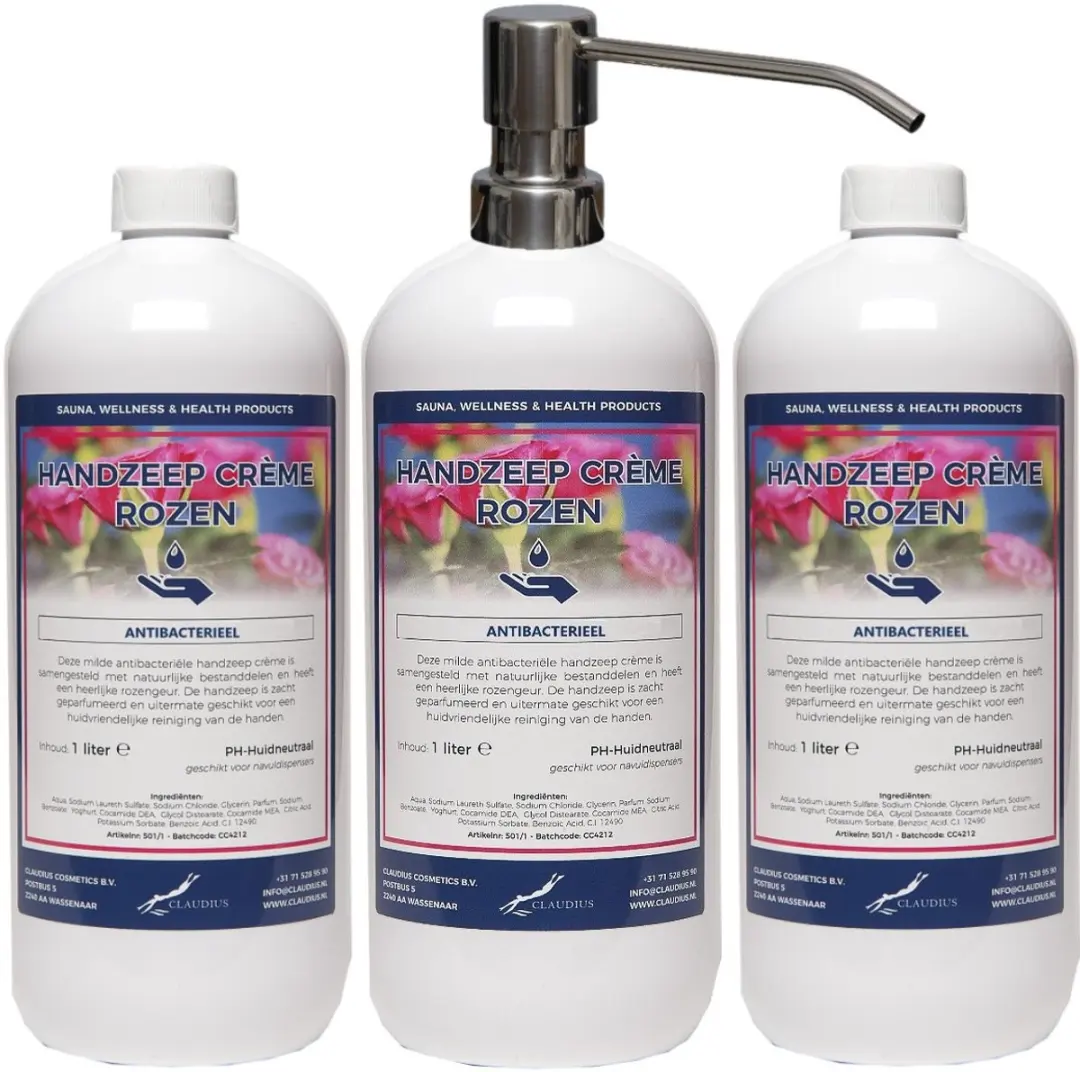 Splashbox Cosmetics Handzeep Crème Rozen 1L - 3 Stuks