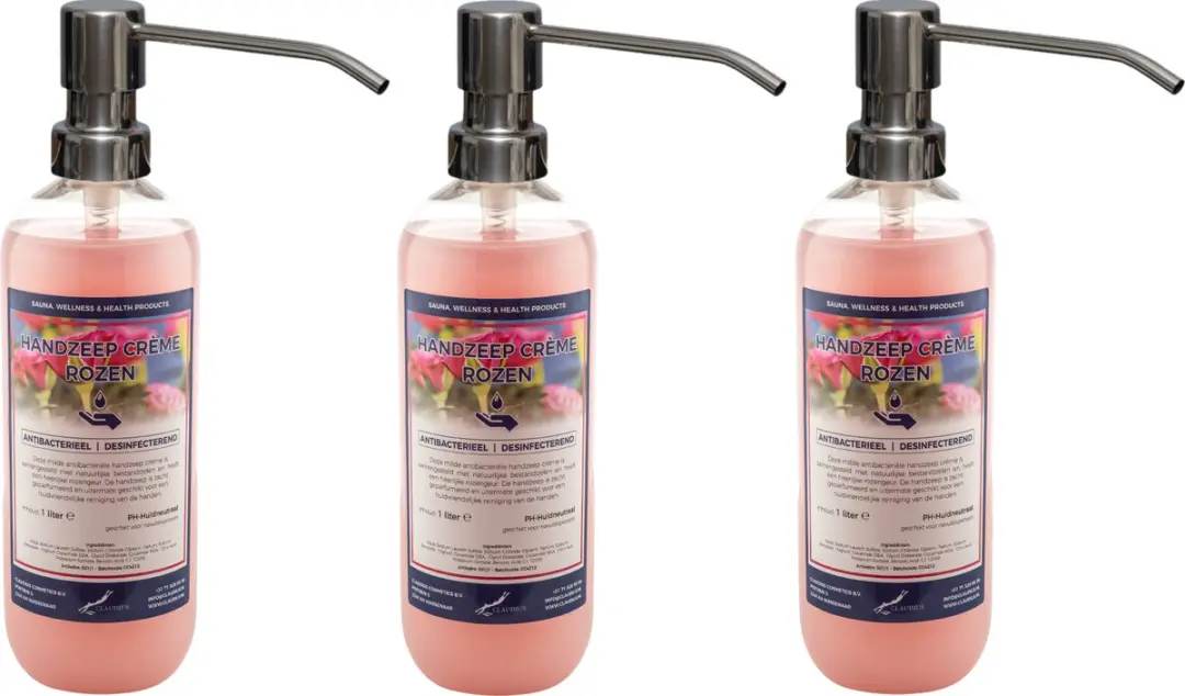 Splashbox Cosmetics Handzeep Crème Rozen 1L - 3 Stuks