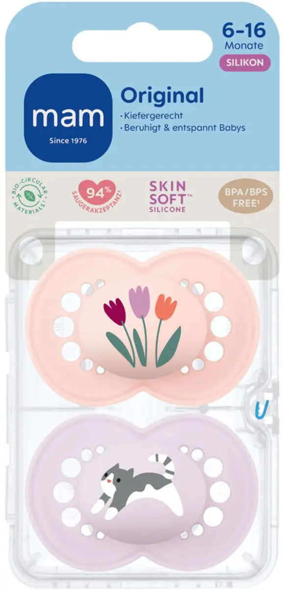 MAM Original Pure Silikon Fopspeen 6-18mnd - Roze - 2 Stuks