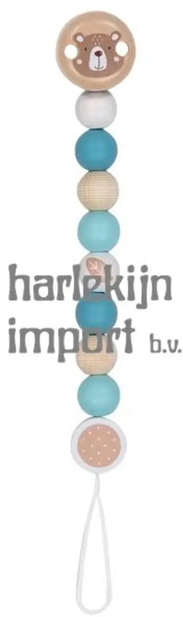 Goki Fopspeenketting Beer - Turkoois - Hout
