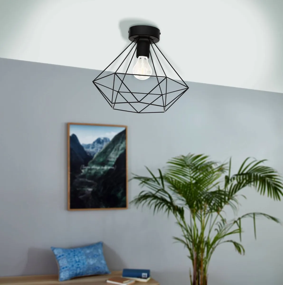 Eglo Tarbes Plafondlamp E27 - Ø32,5cm - Zwart