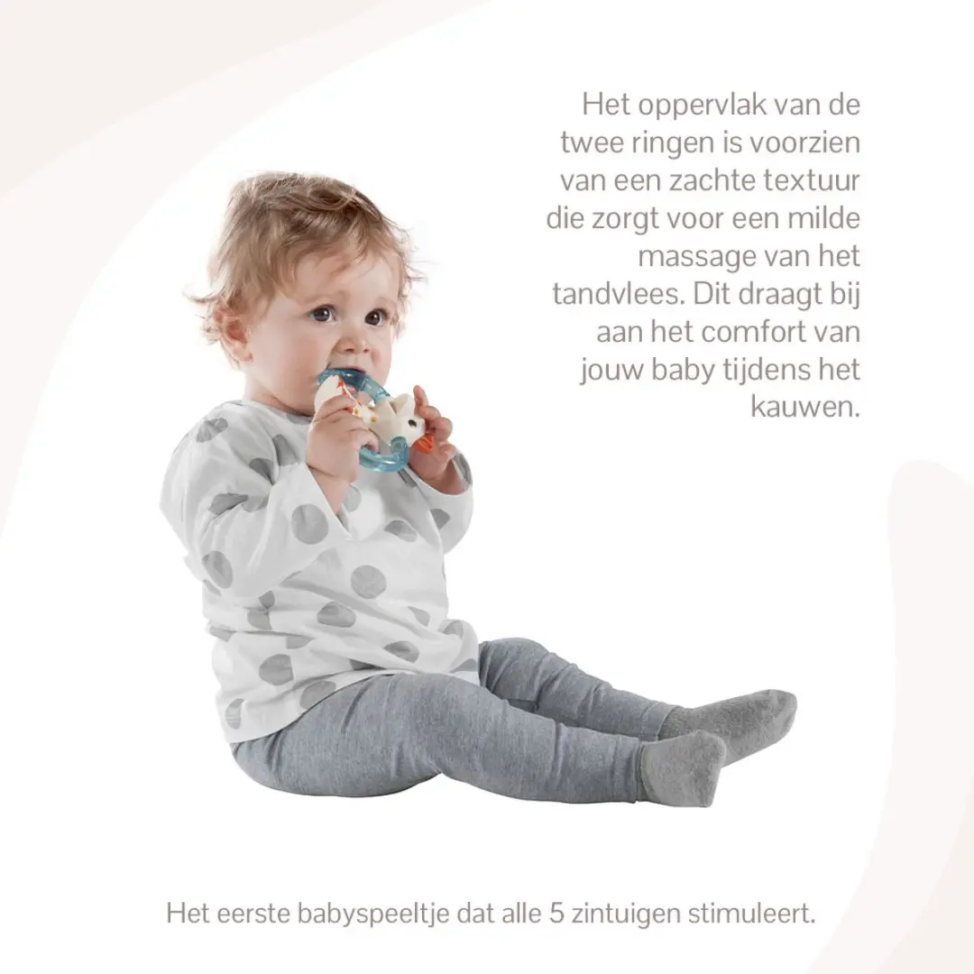 Sophie de Giraf Dubbele Koelbijtring - Bijtspeelgoed Baby - Wit/Beige/Blauw