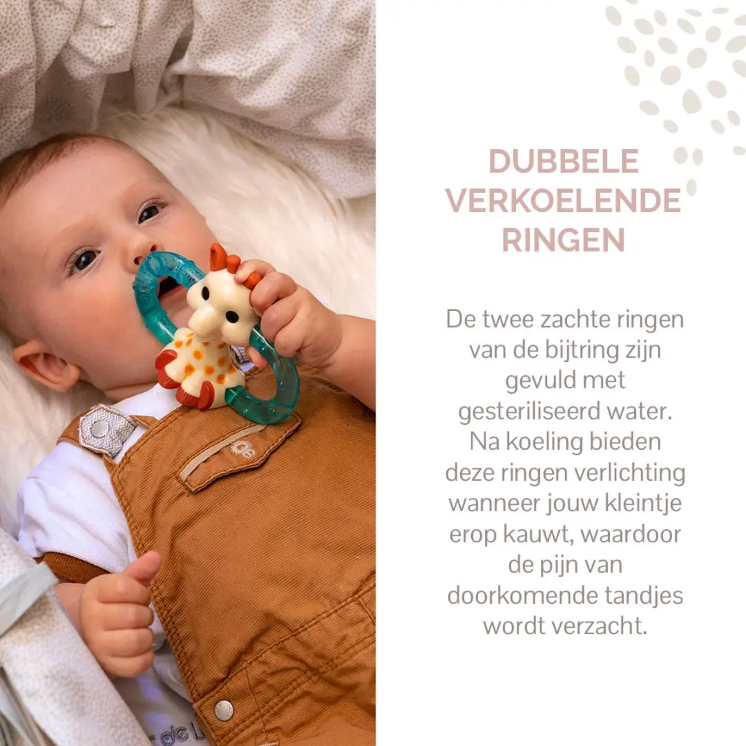 Sophie de Giraf Dubbele Koelbijtring - Bijtspeelgoed Baby - Wit/Beige/Blauw