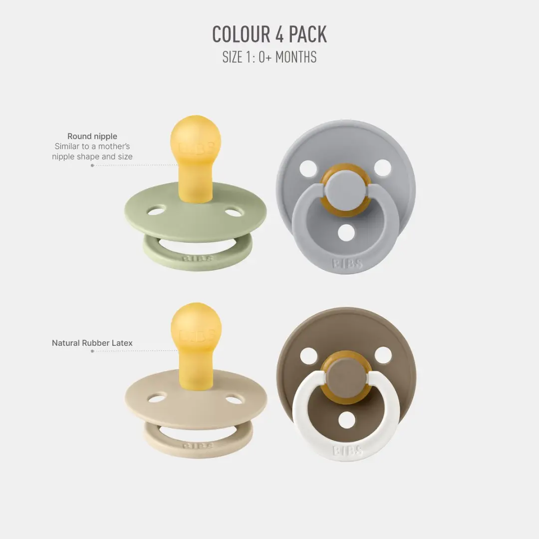 BIBS Colour Speen 0-6 Maanden - 4 Stuks Vanilla Glow Mix