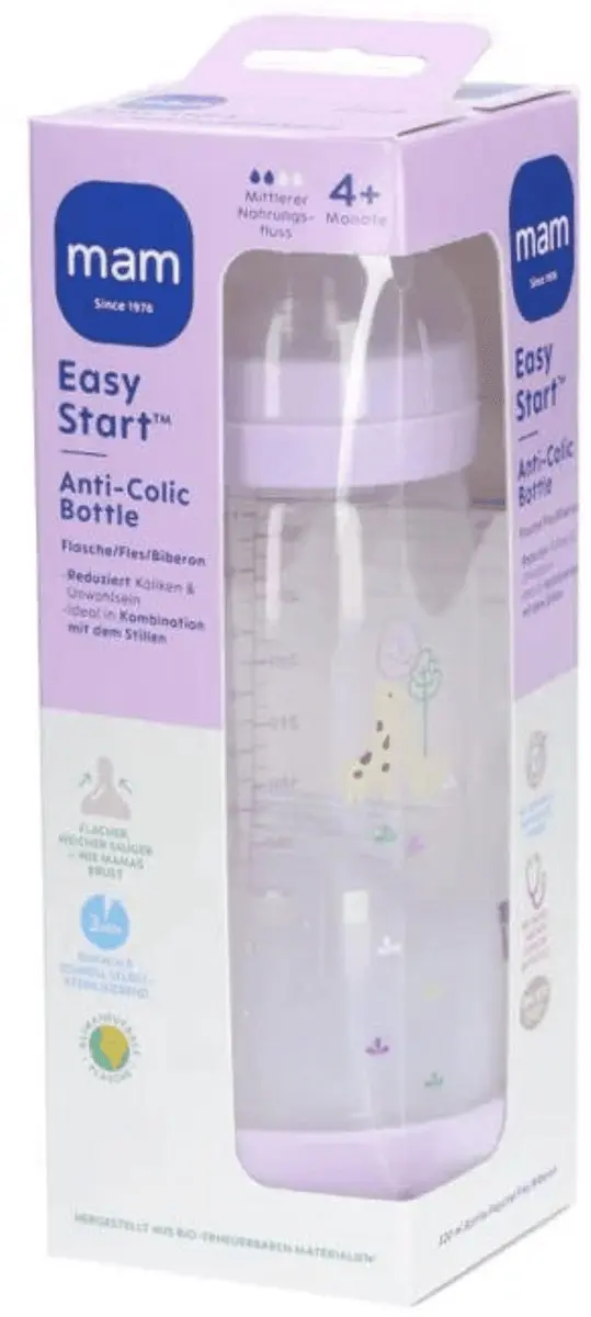 MAM Easy Start Anti-Colic Babyfles 320ml - Lila - afbeelding 6 van 6