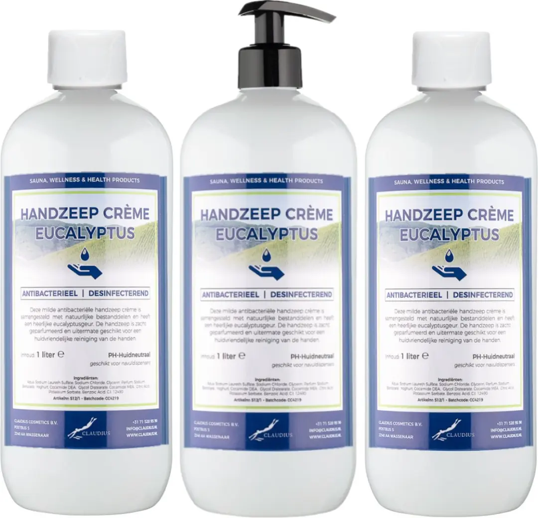 Splashbox Cosmetics Handzeep Crème Eucalyptus 1L - 3 Stuks