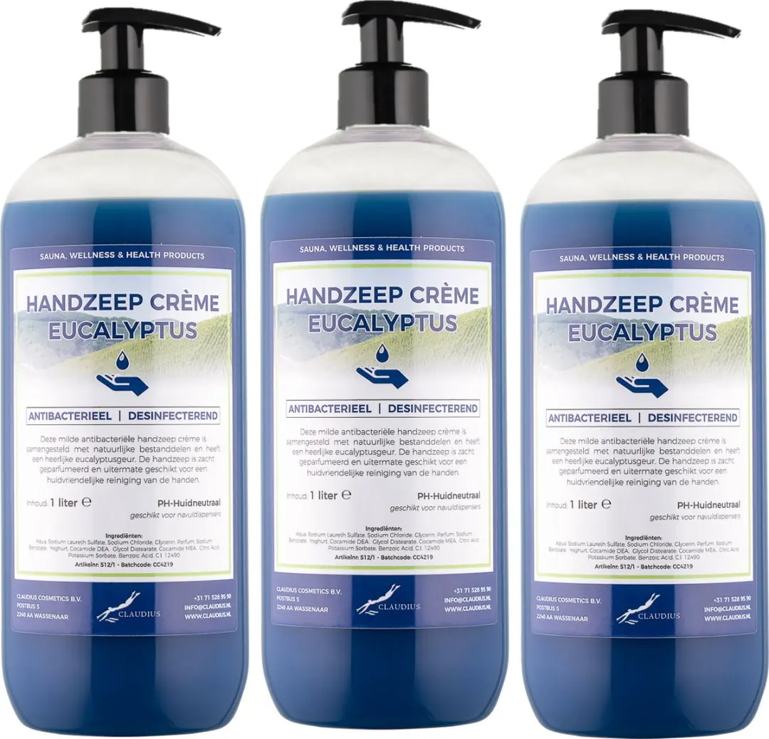 Splashbox Cosmetics Handzeep Crème Eucalyptus 1L - 3 Stuks