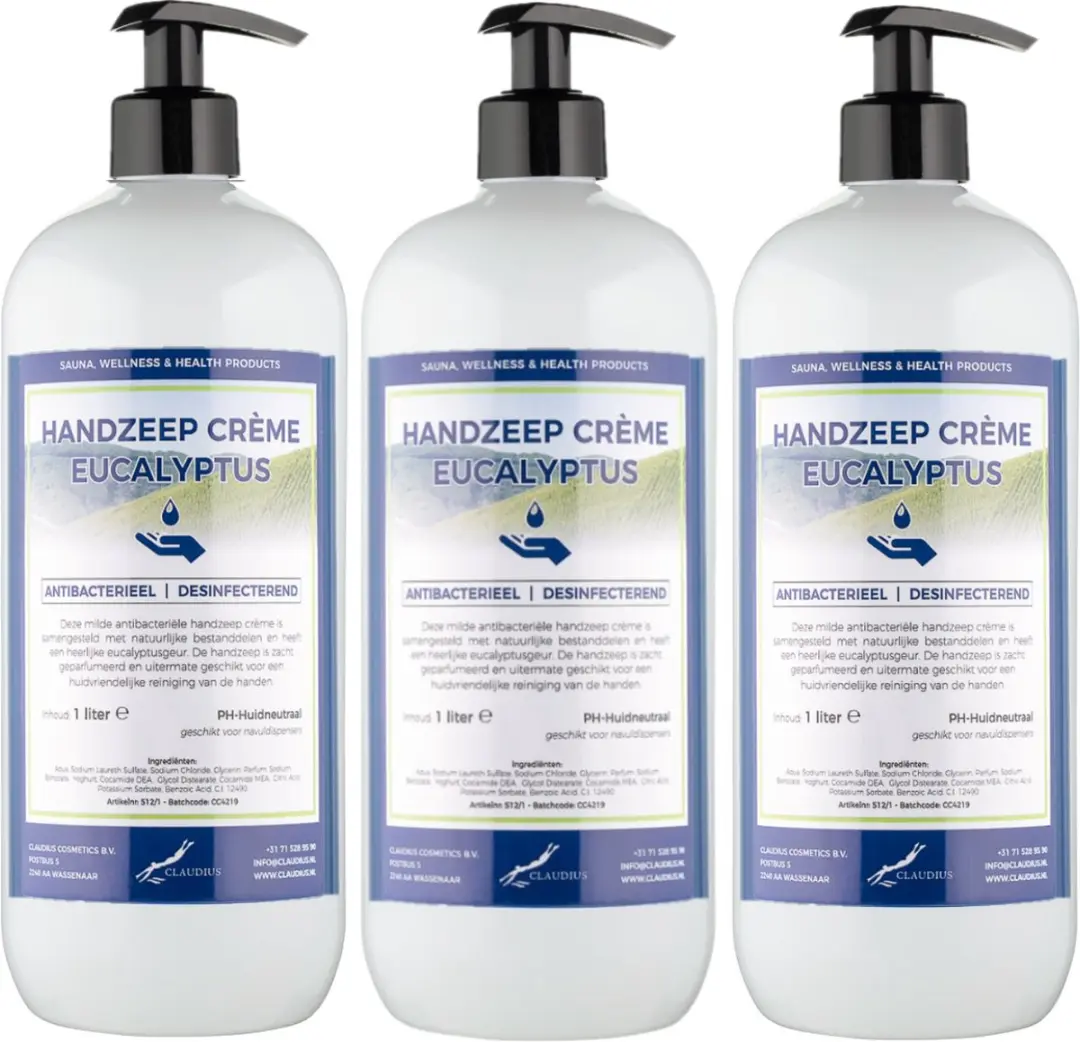 Splashbox Cosmetics Handzeep Crème Eucalyptus 1L - 3 Stuks