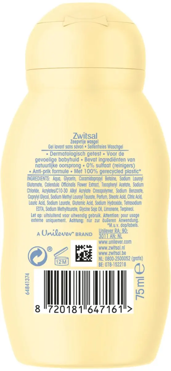 Zwitsal Zeepvrije Wasgel 75ml