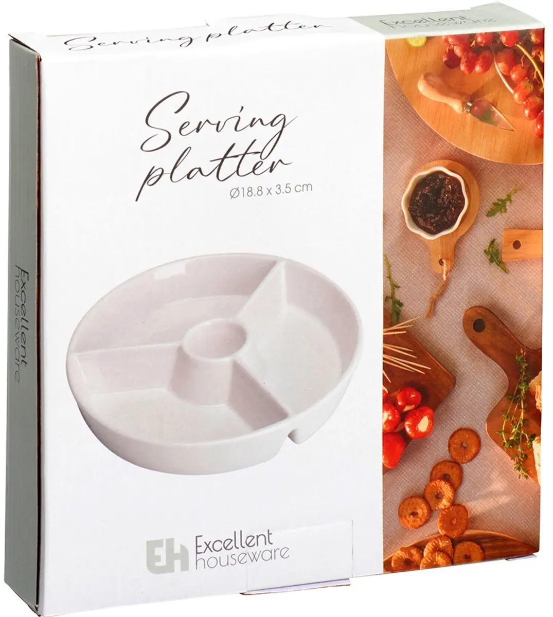 Excellent Houseware Porseleinen Snackbord 19cm - Wit