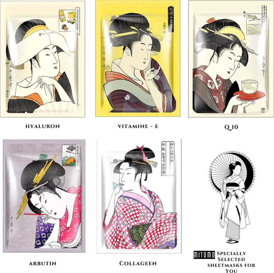 Mitomo Ukiyoe Go Gezichtsmaskers 5 Stuks
