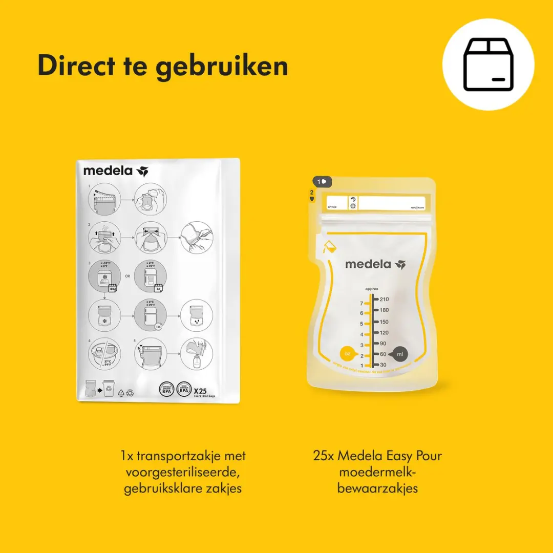 Medela Moedermelk Bewaarzakjes 25 Stuks - 210ml - Wit - afbeelding 6 van 6