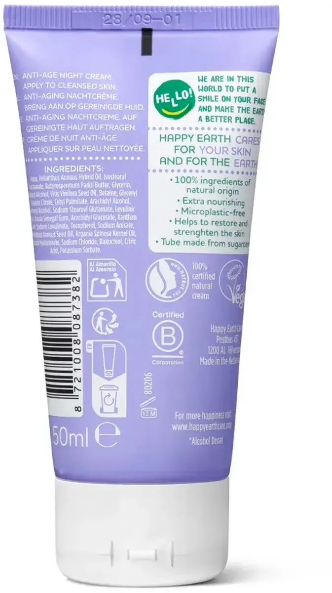 Happy Earth Anti-Age Nachtcrème 50ml - afbeelding 6 van 6