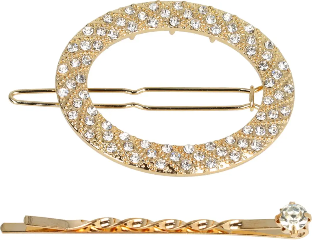 Haarsoires Haarspeld 4,5cm - Glitter Steentjes Goud - 2 Stuks