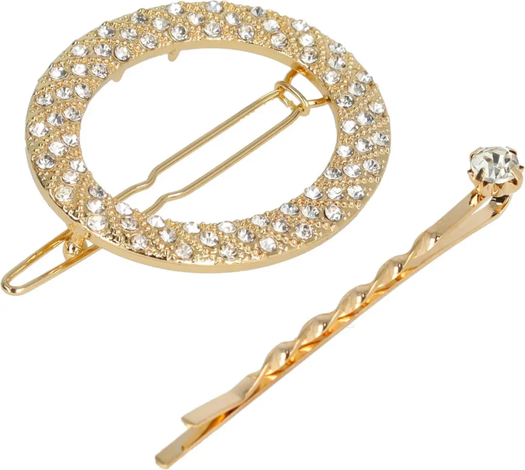 Haarsoires Haarspeld 4,5cm - Glitter Steentjes Goud - 2 Stuks