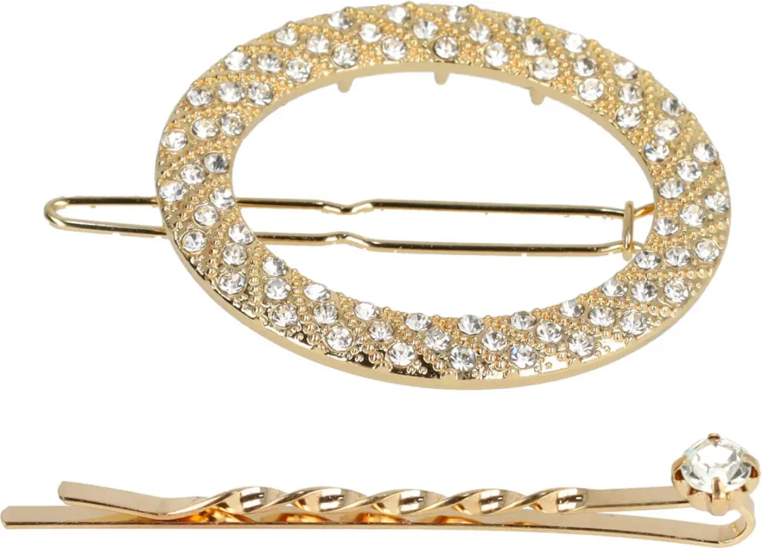Haarsoires Haarspeld 4,5cm - Glitter Steentjes Goud - 2 Stuks