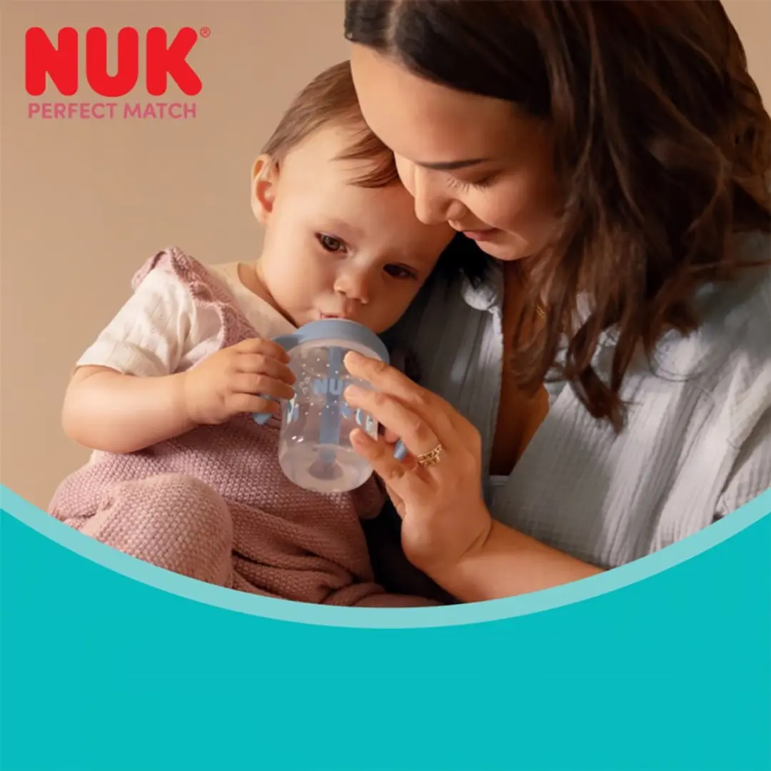 NUK Oefenfles met Siliconen Rietje 150ml - Grijs
