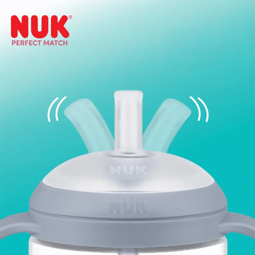 NUK Oefenfles met Siliconen Rietje 150ml - Grijs
