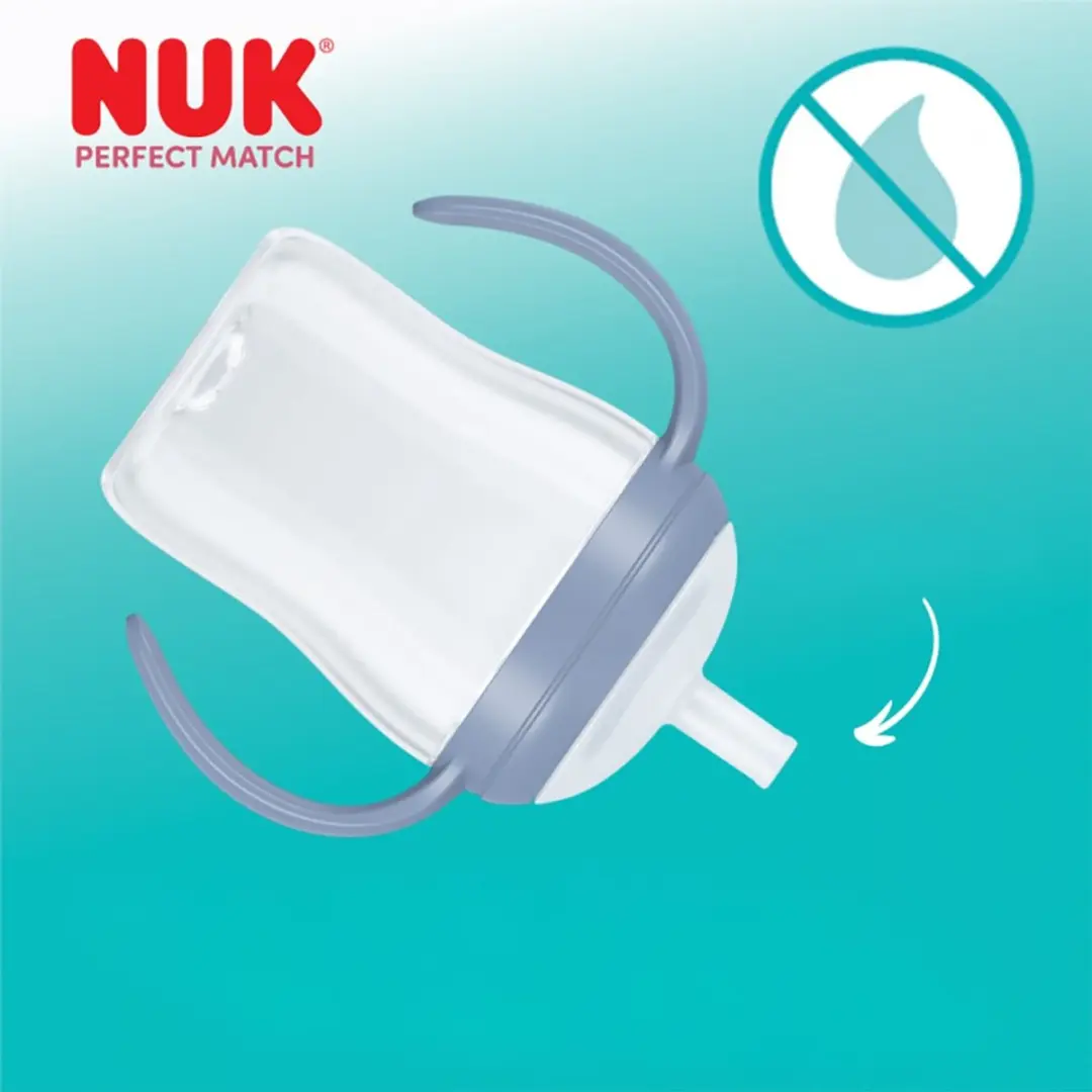 NUK Oefenfles met Siliconen Rietje 150ml - Grijs