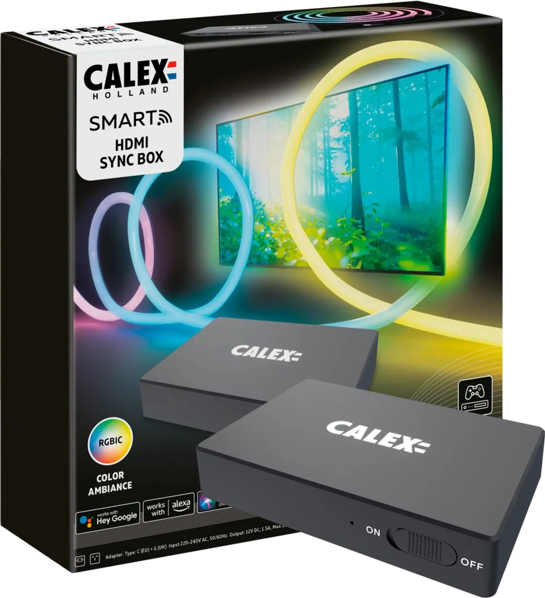 Calex Smart HDMI Sync Box - 4K 60Hz RGBW LED-strip 245cm - Zwart