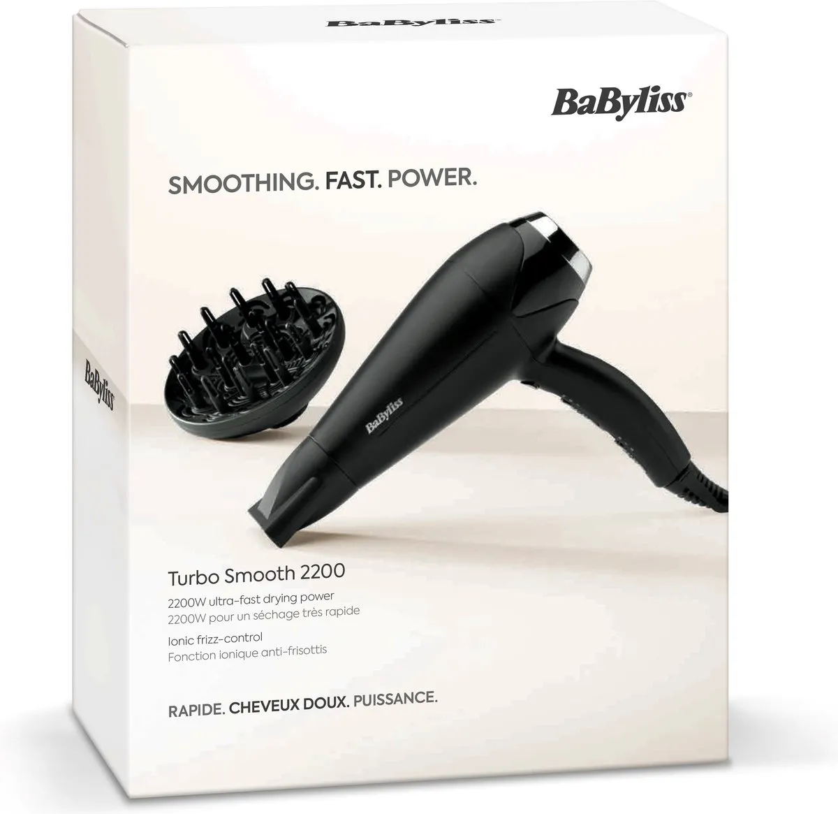 Babyliss Turbo Smooth 2200 Föhn D572DE - 2200W - Ionisch & Diffuser