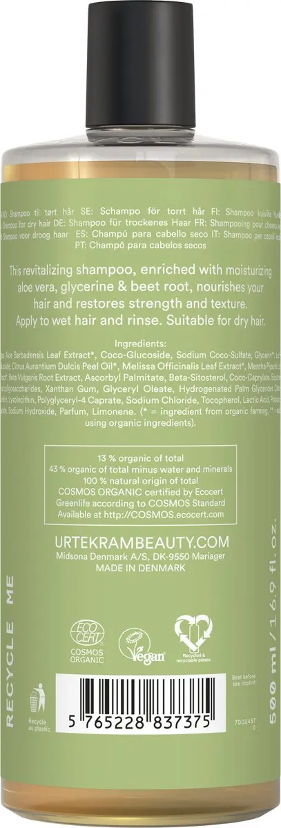 Urtekram Aloë Vera Shampoo 500ml - afbeelding 6 van 6