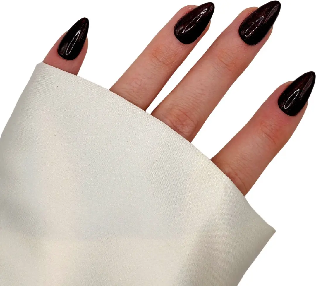 SD Press on Nails B-257 Plaknagels Stiletto - Zwart Rood Glitter - 20 Stuks