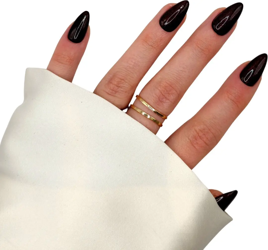 SD Press on Nails B-257 Plaknagels Stiletto - Zwart Rood Glitter - 20 Stuks