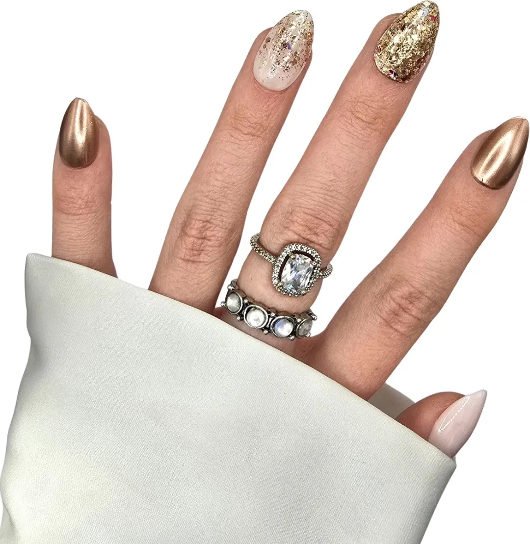 SD Press on Nails No. 78 Copper Magic Nagelset - Medium Almond - 20 Stuks