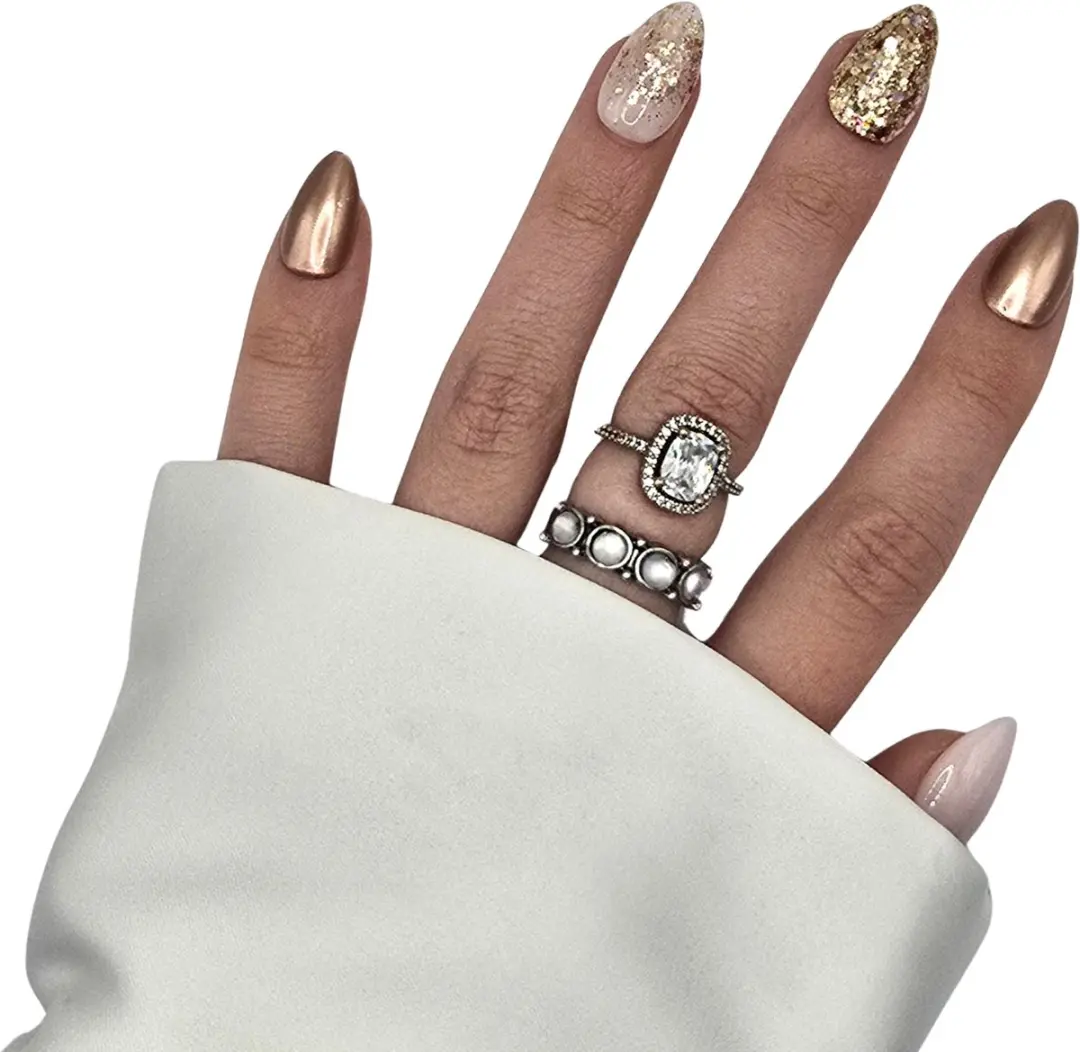 SD Press on Nails No. 78 Copper Magic Nagelset - Medium Almond - 20 Stuks