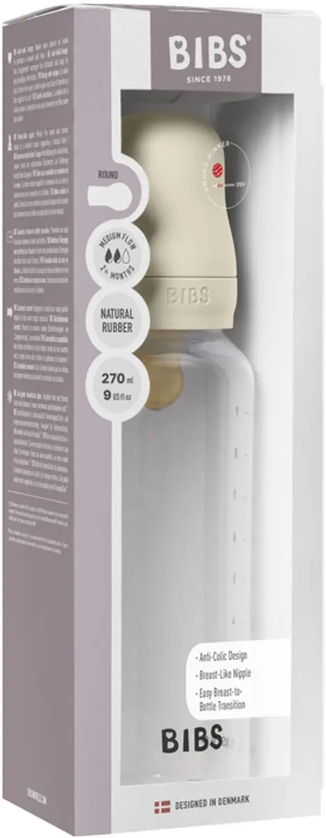 BIBS Fles Medium Flow 270ml - 6 Stuks - Latex - Ivory