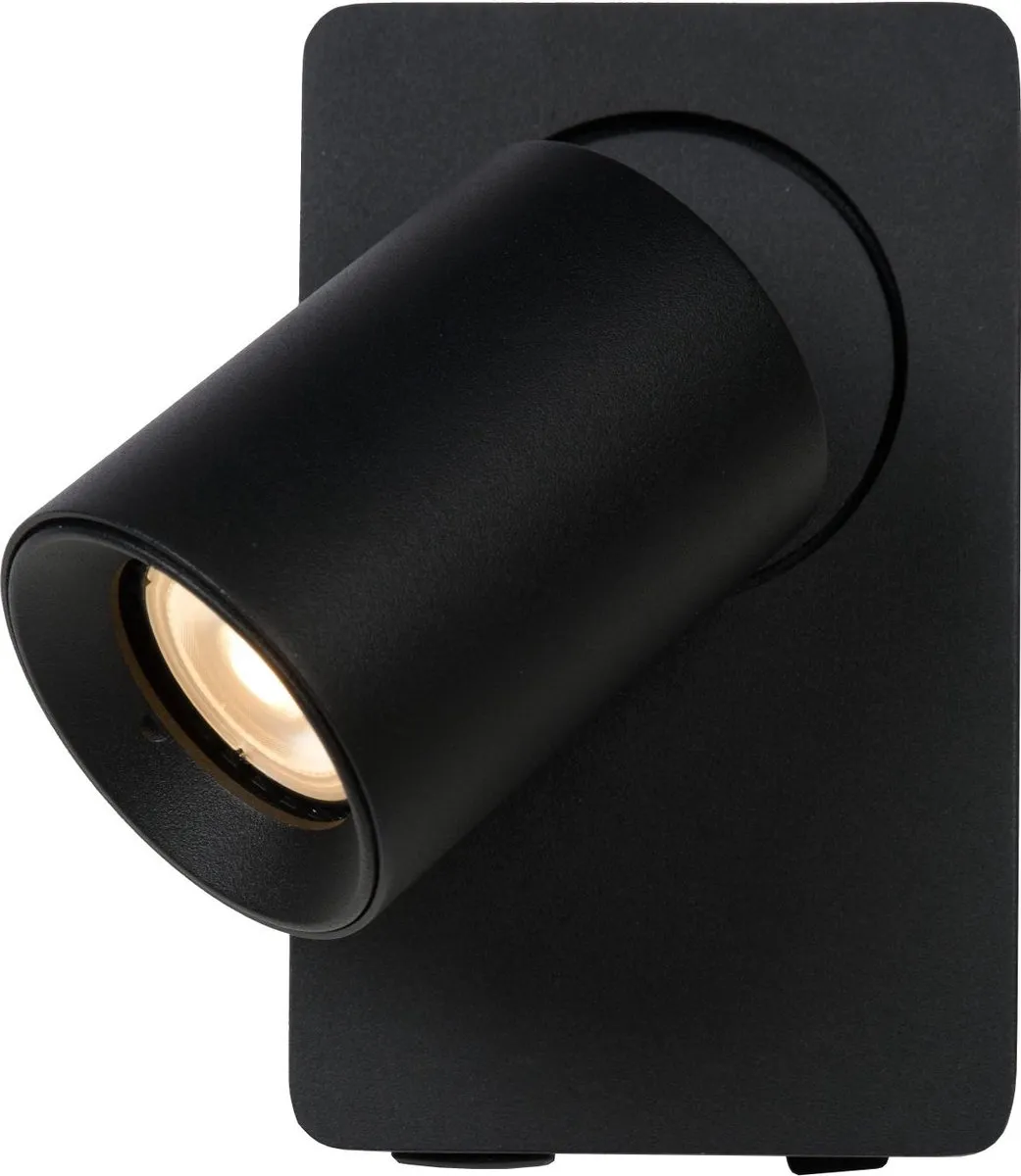 Lucide Nigel Bedlamp/Wandlamp GU10 5W - Zwart