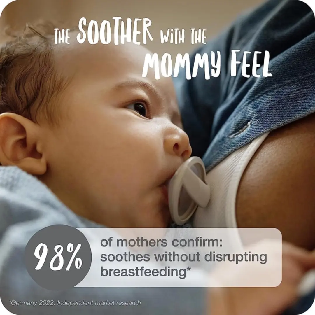 NUK MommyFeel Fopspeen Siliconen 0-6 Maanden - 2 Stuks Blauw/Crème