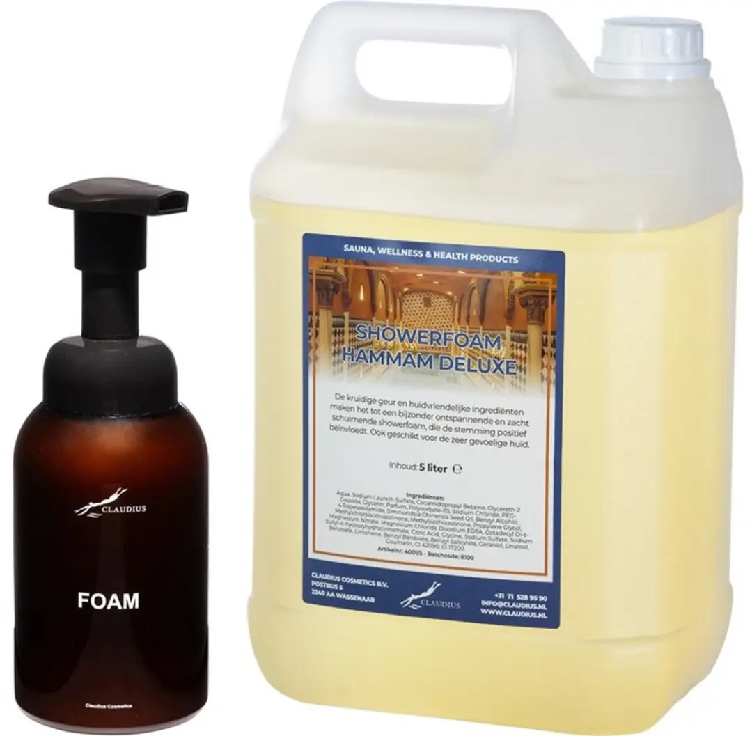 Splashbox Cosmetics Foam Zeepdispenser 300ml + 5L Hammam Deluxe Navulling