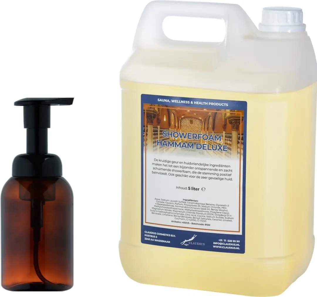 Splashbox Cosmetics Foam Zeepdispenser 300ml + 5L Hammam Deluxe Navulling