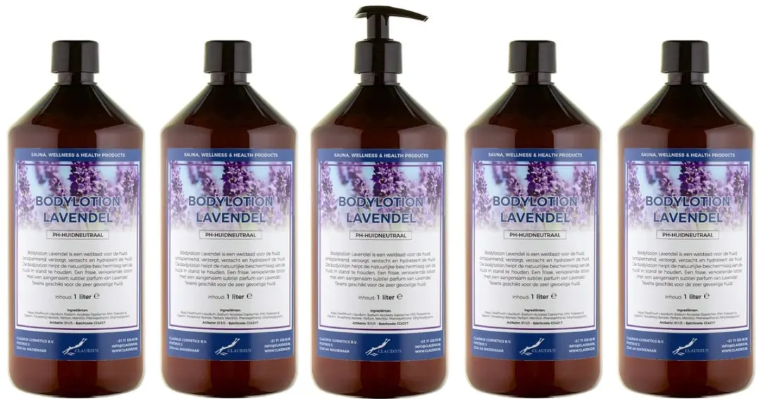 Splashbox Cosmetics Bodylotion Lavendel 1L - 5 Stuks