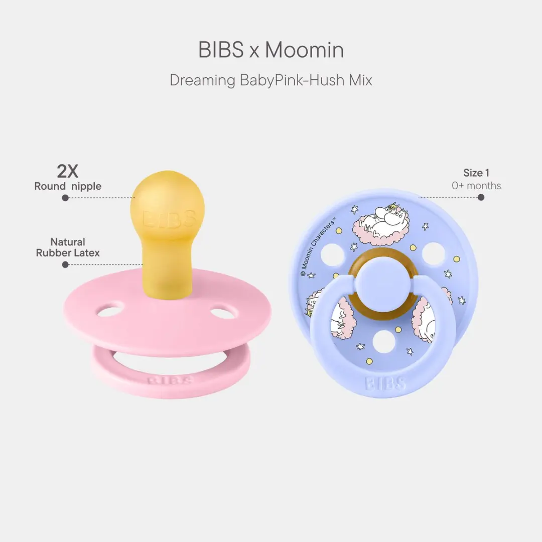 BIBS Colour Moomins Speen - 2 Stuks - Maat 1 (0-6m) - Baby Pink