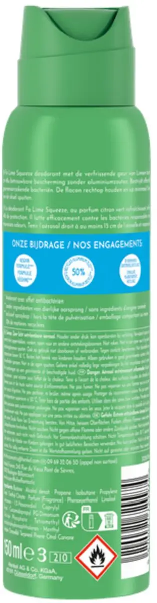 Fa Lime Squeeze Deodorant Spray 6x150ml