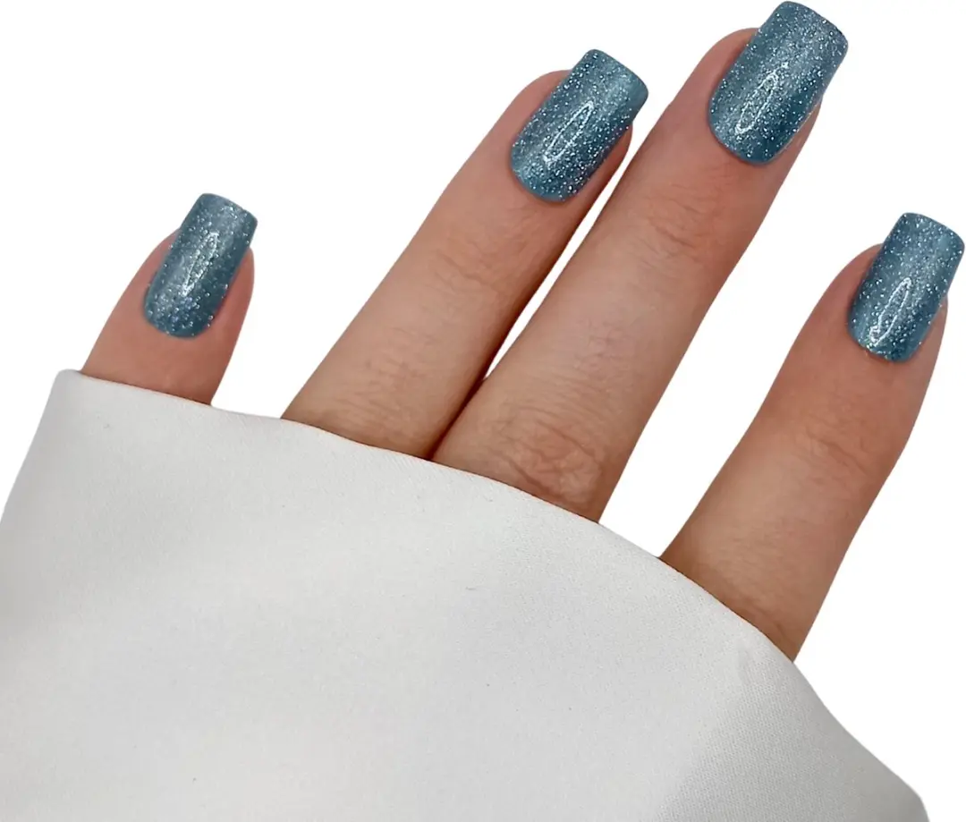 SD Press on Nails B200 Blauwe Glitter Nagelset 20 Stuks - Medium