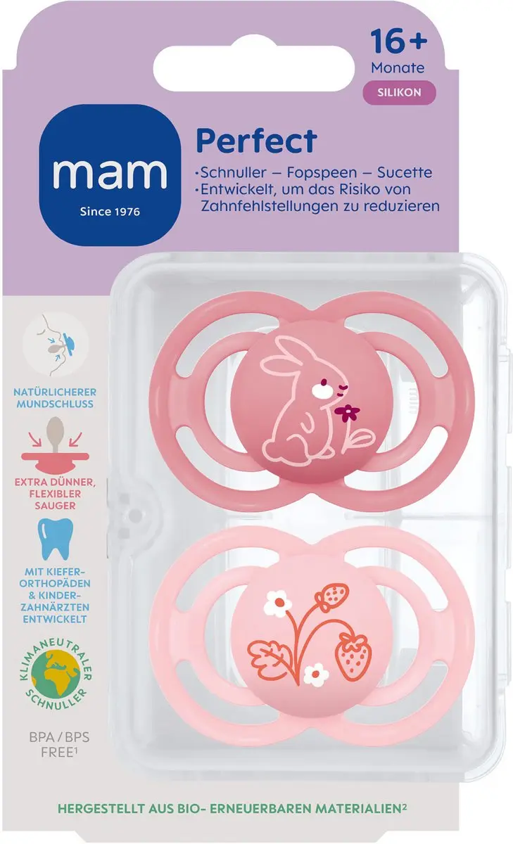 MAM Perfect Fopspeen 16+ Maanden - Orthodontisch - 2 Stuks - Multicolor - afbeelding 6 van 6