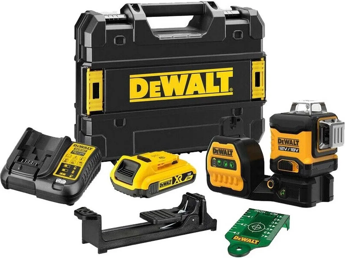 DeWalt DCE089D1G18 Kruislijnlaser Set - 3x 360° - 30m - Zwart/Geel